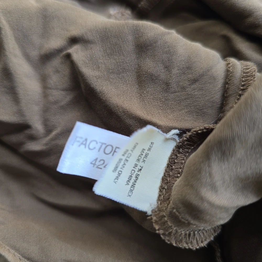 Vintage Silk Halter Top Size S  2000s 90s Y2K Grunge Satin Brown In good vinta - Picture 3 of 6